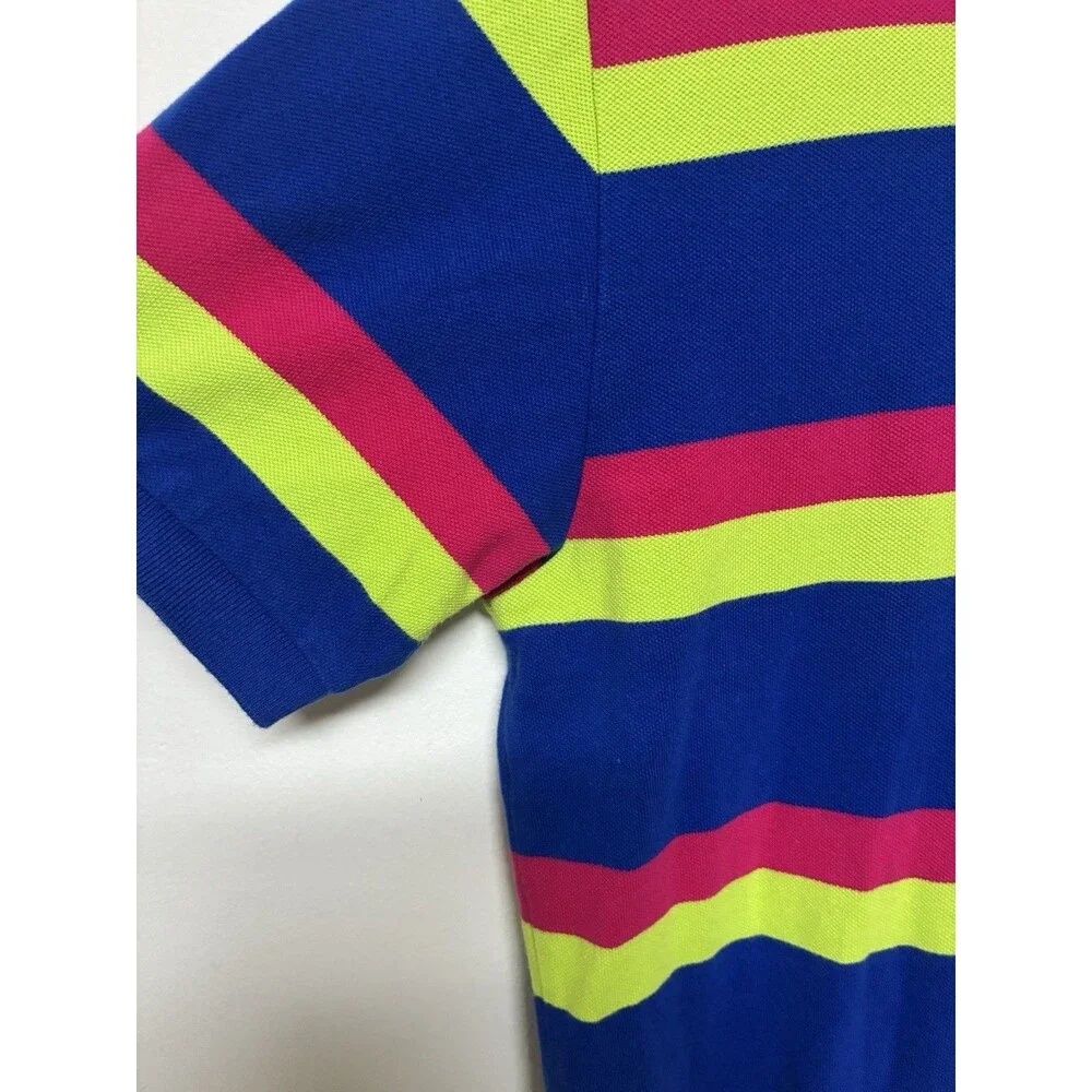 Polo Ralph Lauren Men’s Medium Polo Blue With Bright Red And Yellow Stripes